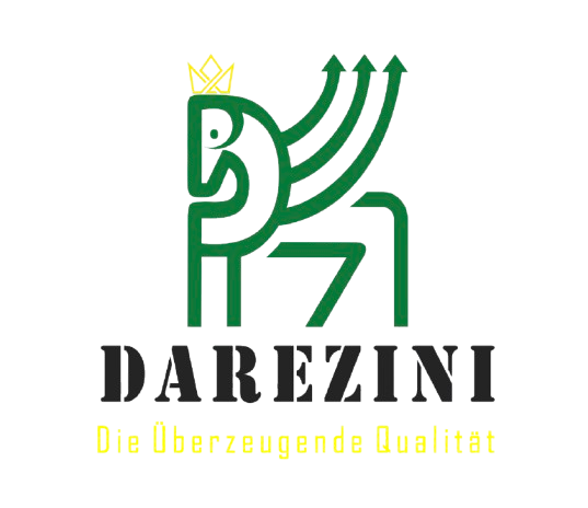Darezini logo — a stylized green elephant with gold crown